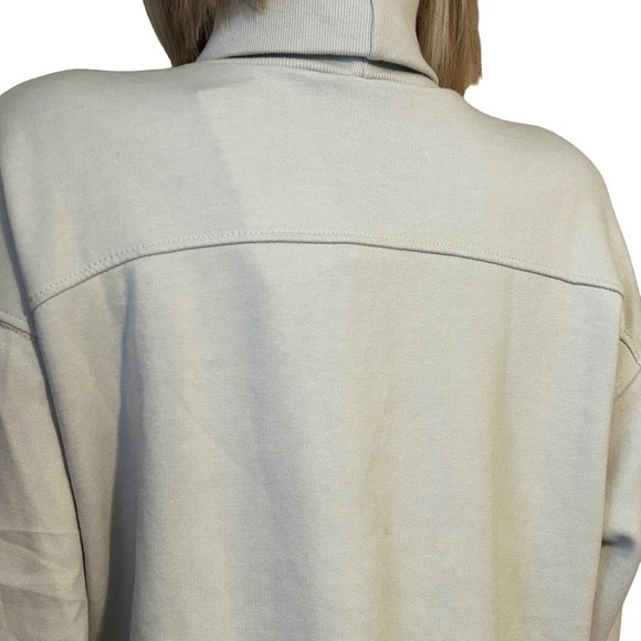 ZARA Turtleneck Sweater Top Classic Fleece Beige Ecologically Grown Oversized - Picture 5 of 15